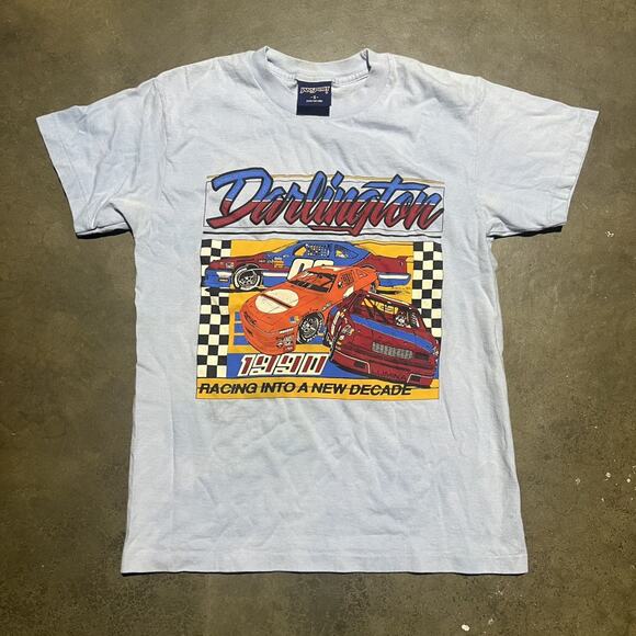 Vintage 90s Darlington Blue Nascar Racing T-Shirt - Picture 1 of 3